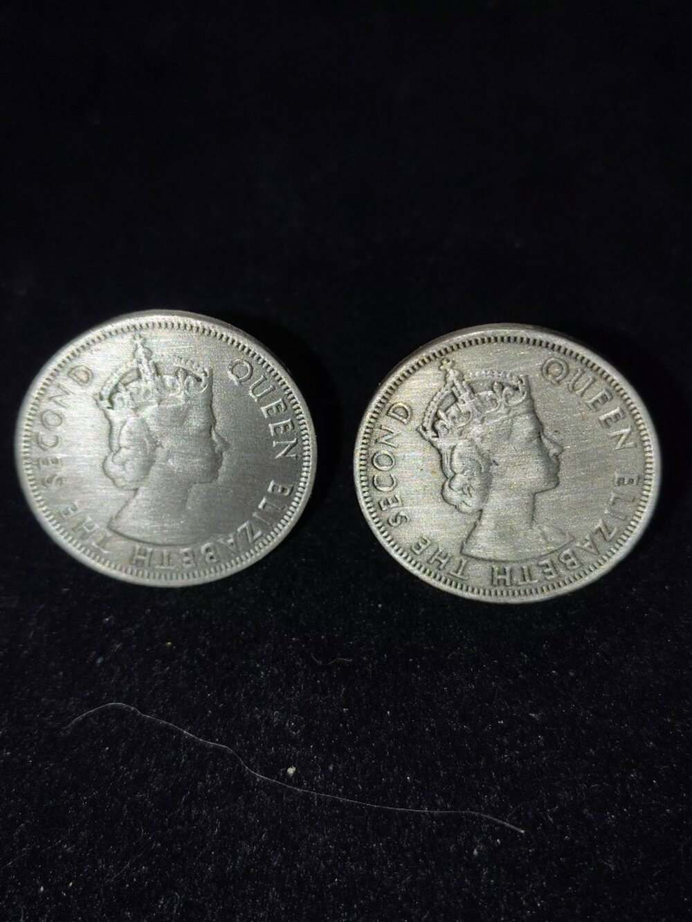 Vintage 1955 Cyprus 5 Mils Coin Cufflinks – Queen Elizabeth II – Bronze Coins